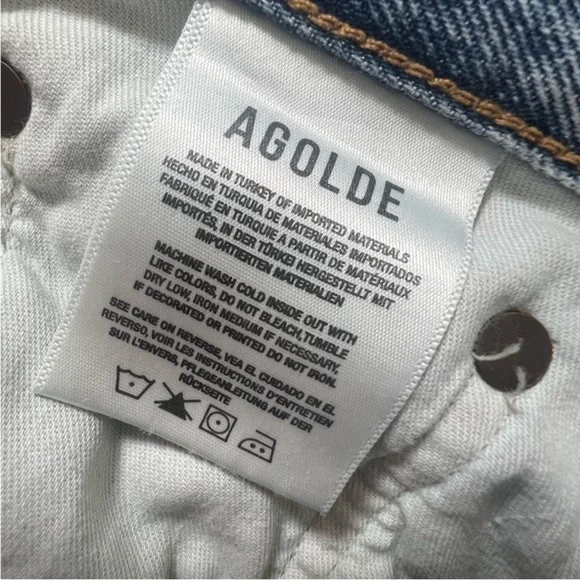 AGOLDE Riley High Rise Straight Crop Jeans in Distressed Escalate Wash Size 28 - Picture 11 of 12
